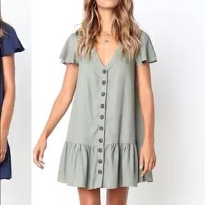 NEW green boho button dress